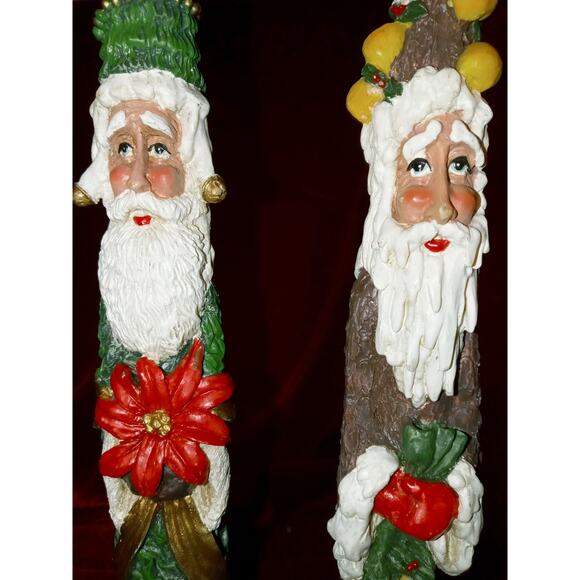 Vtg Roman Inc Primitive Folk Art Pencil Santa Set of 2 11"x2.5" - Picture 2 of 3